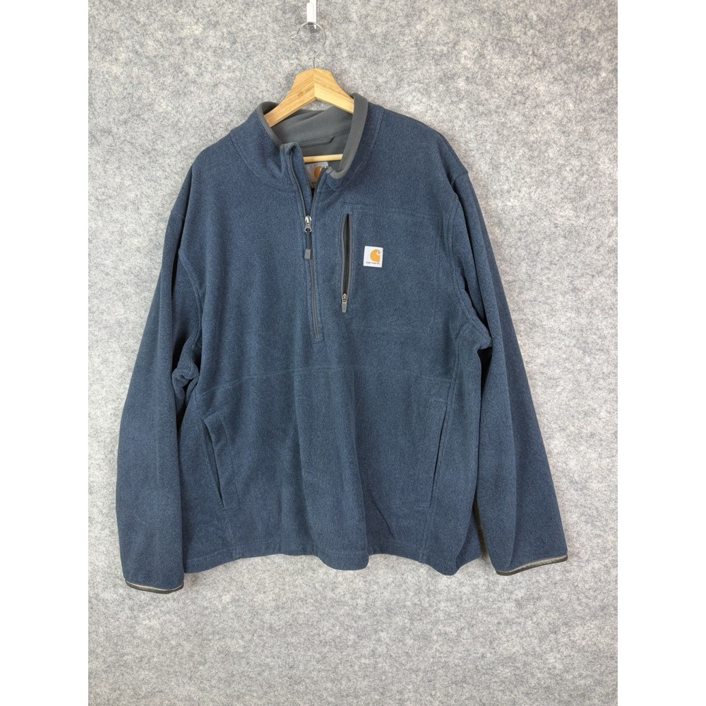 Carhartt Fleece Jacket Men's 2XL Dalton Pullover Workwear Blue 1/2 Zip Outdoors